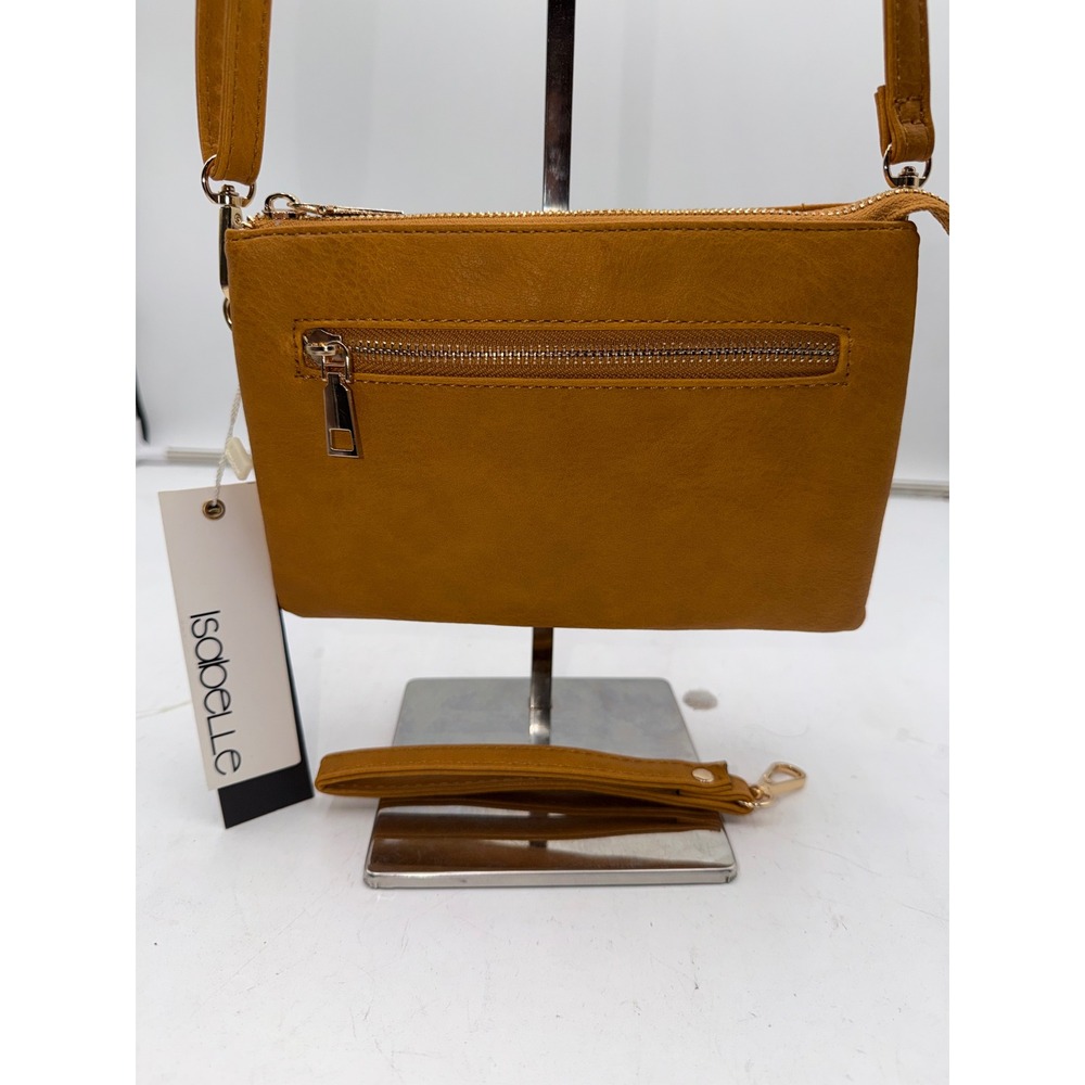 Isabelle Mustard Yellow Vegan Leather Triple Gusset Crossbody Bag New